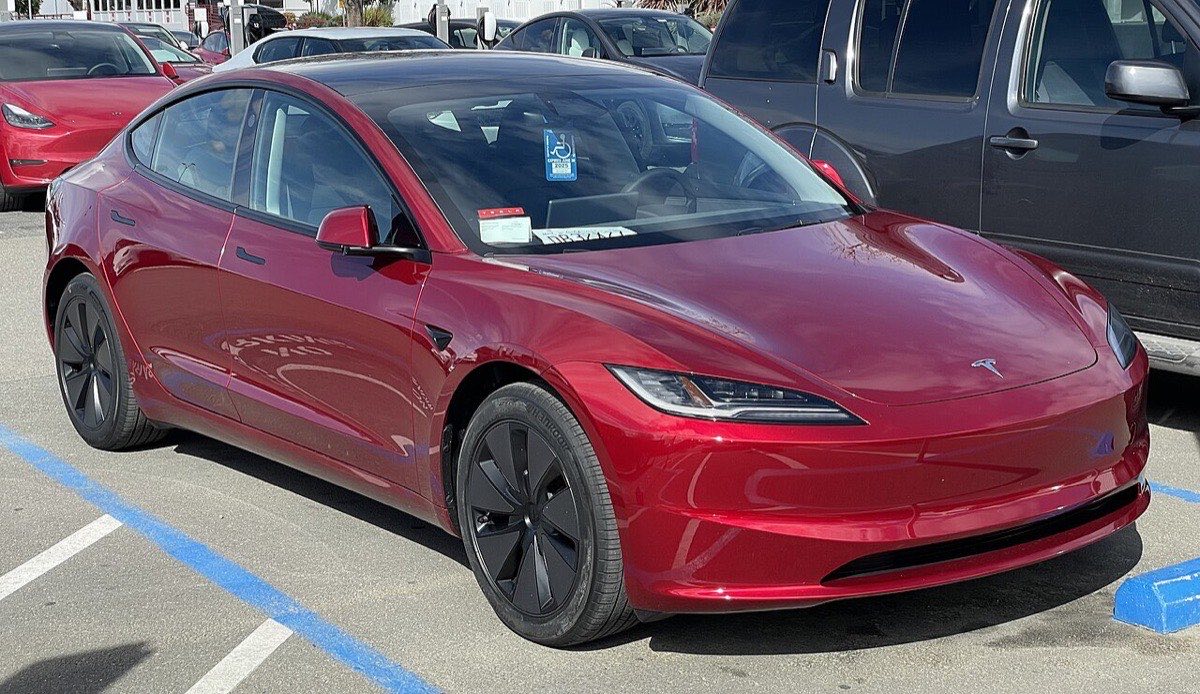 Tesla Model 3, front three-quarter view